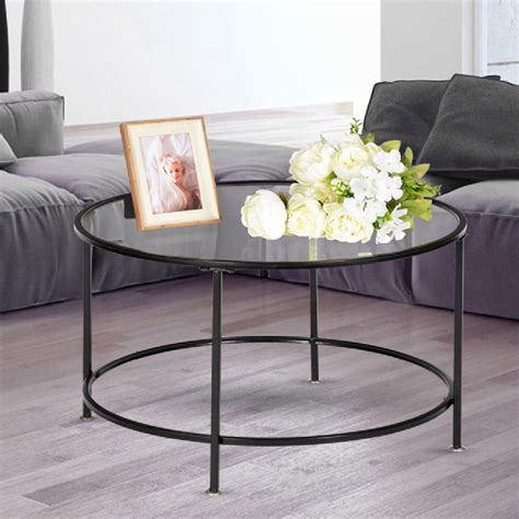 Purchase Black Round Glass Coffee Table